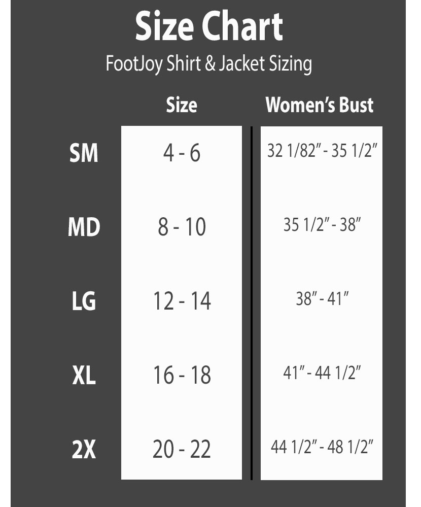 Women FootJoy Shirt Sizing