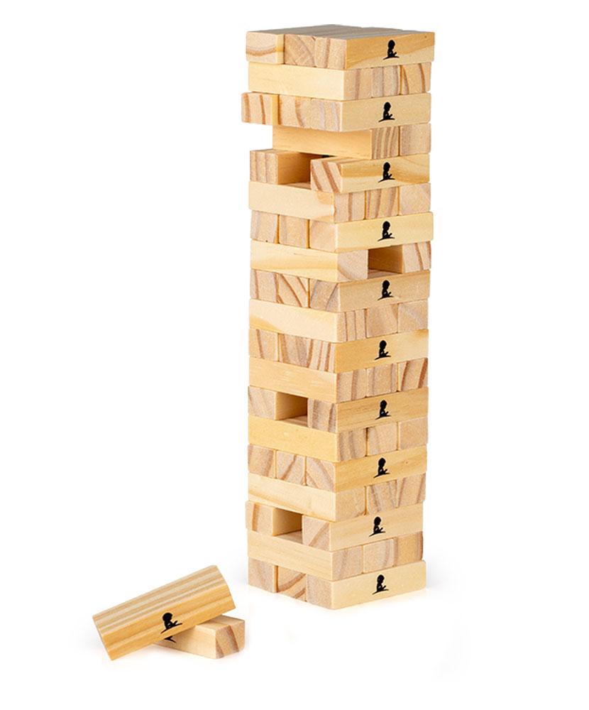 Wooden Blocks Stacking Tumbling Tower Games for Kids Ages 6 and up, 54 Pcs