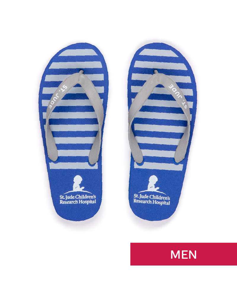 Men's Royal Blue and Grey St. Jude Flip Flops