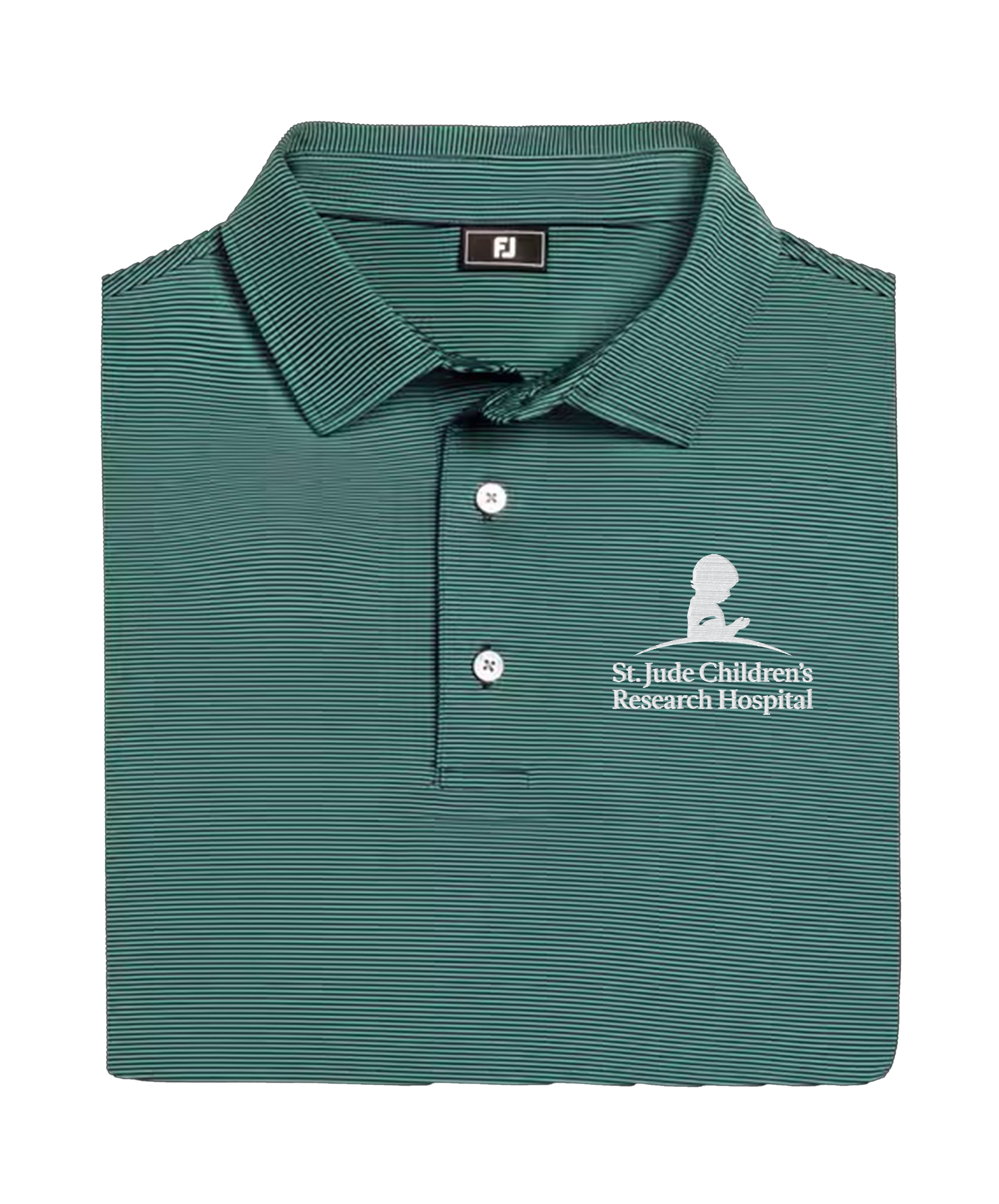 Primary image St. Jude FootJoy MicroFeeder Stripe Lisle Polo - Field Green
