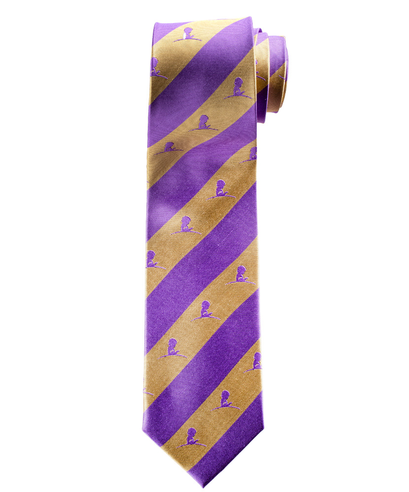 Bold Stripe Regimental Silk Tie - Purple and Gold
