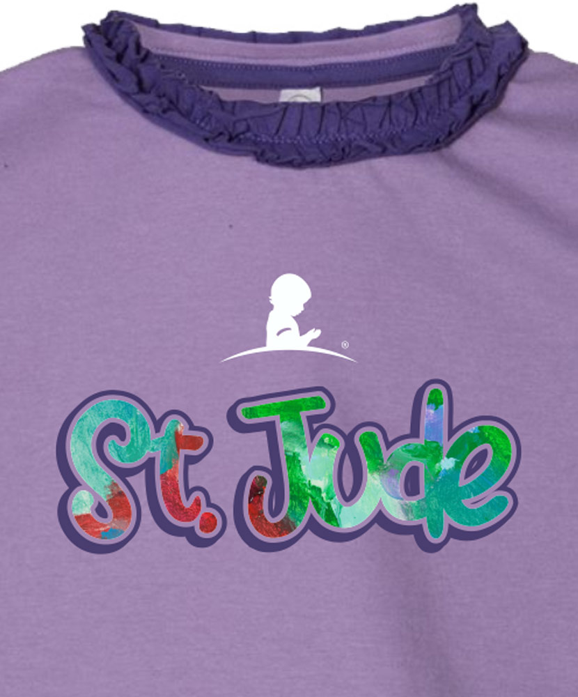 Neueste Frühjahrstrends 2024 Toddler Ruffle Neck Purple T-Shirt St. - Gift Jude Shop