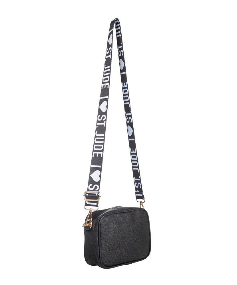 Black Faux Leather Crossbody Phone Strap