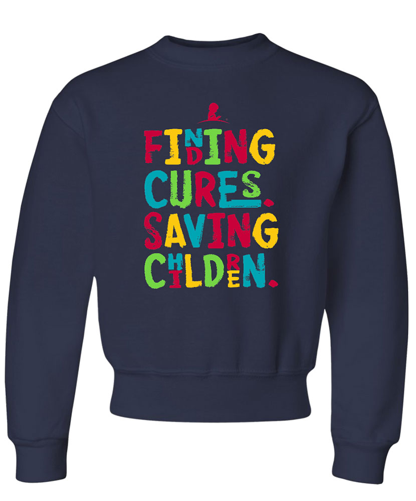 Unisex Finding Cures Fun Font Sweatshirt for Toddler and Youth