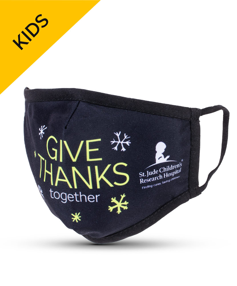Give Thanks Together Black KIDS Face Mask with Filter Pocket
