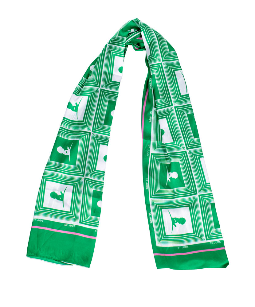 Green/White Repeat Square Logo Scarf