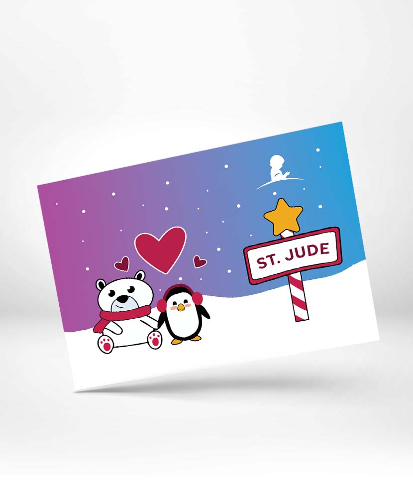 Polar Bear and Penguin Holiday Card