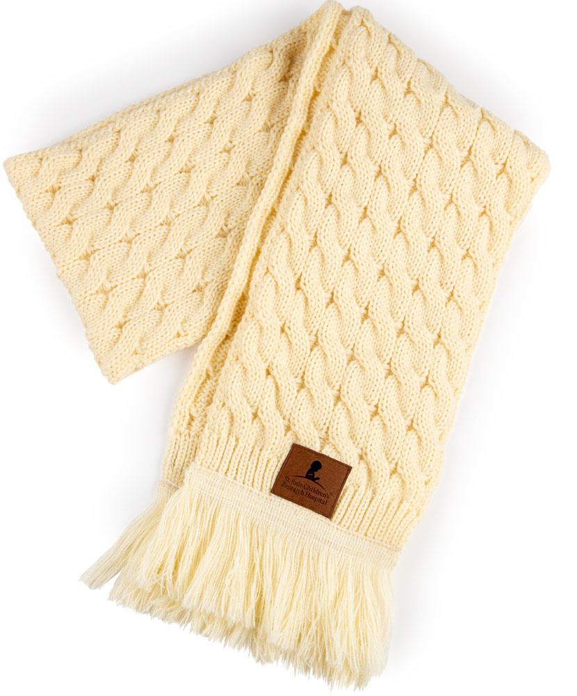 Cable Knit Cream Scarf St. Jude Gift Shop