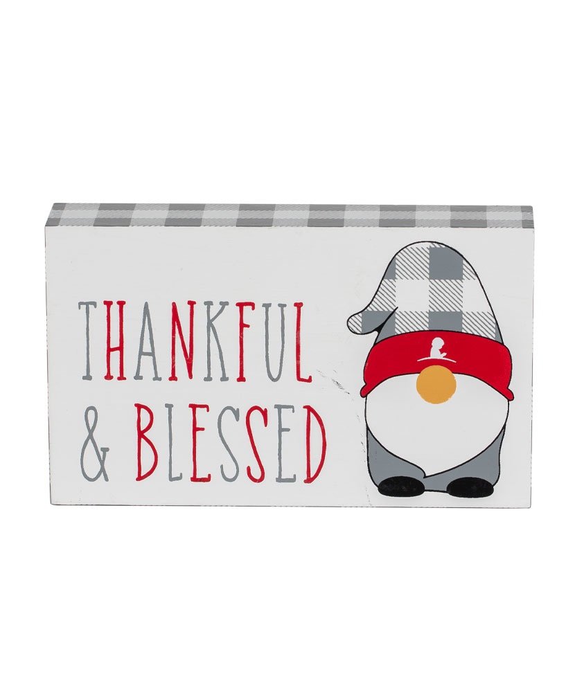 Patient Art Inspired Thankful & Blessed Gnome Box Sign