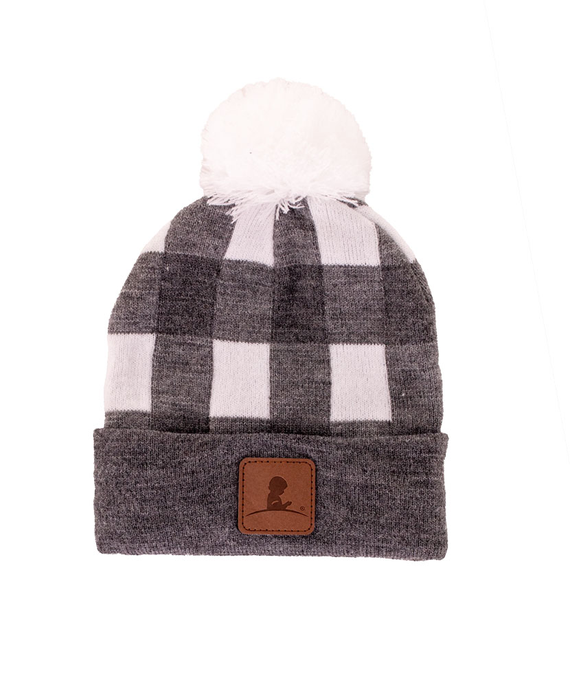 Kids Pom Pom Chequered Beanie
