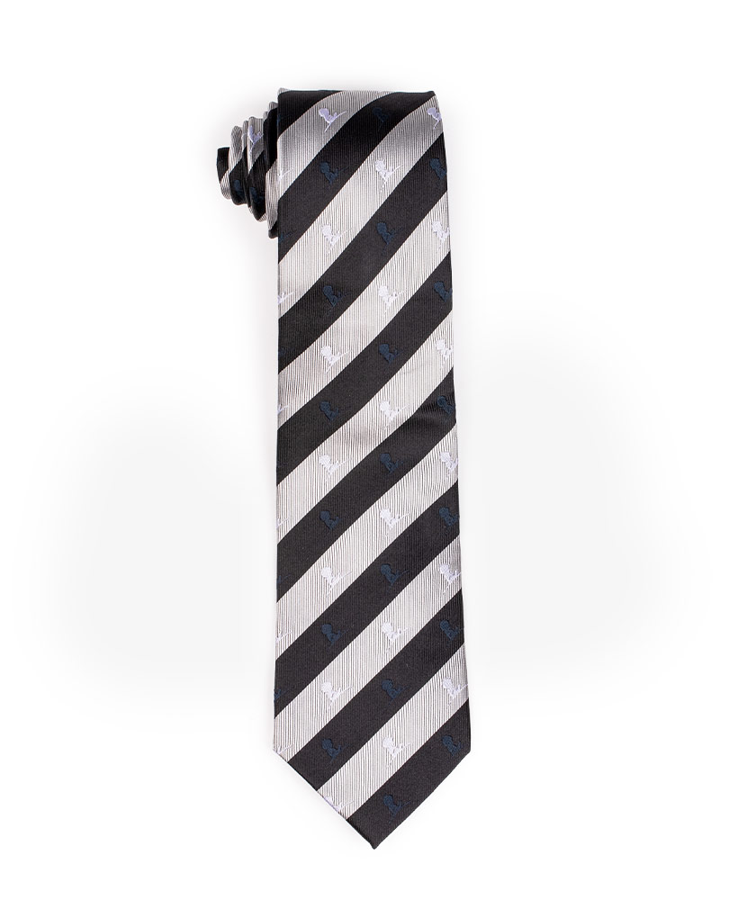 Regimental Black and Silver Silk Necktie