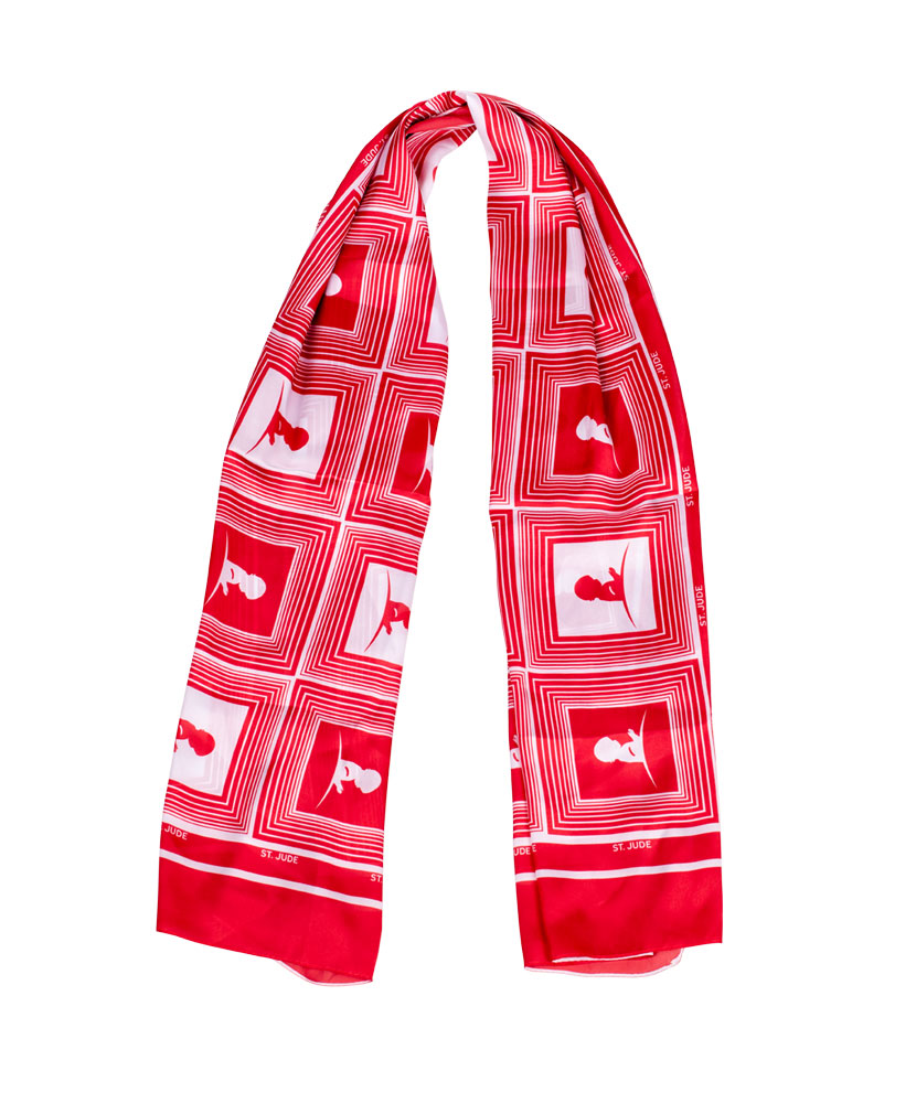 Red/White Repeat Square Logo Scarf