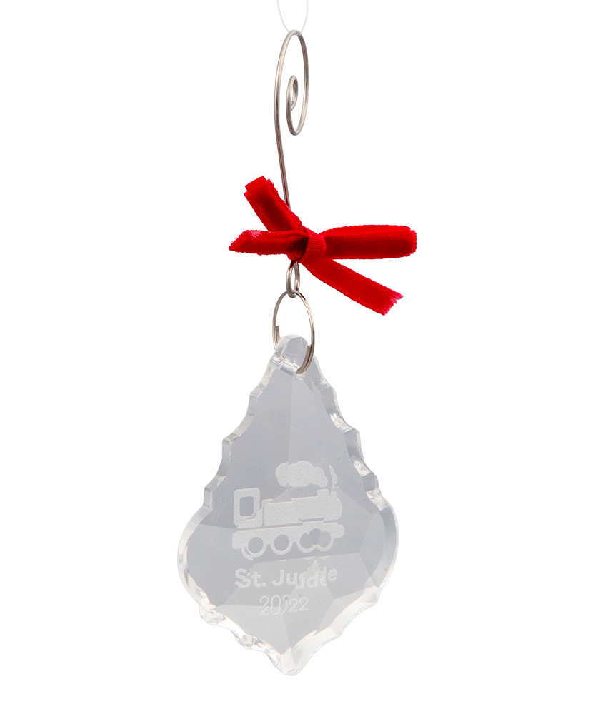Patient Art Inspired Train Crystal Glass Ornament