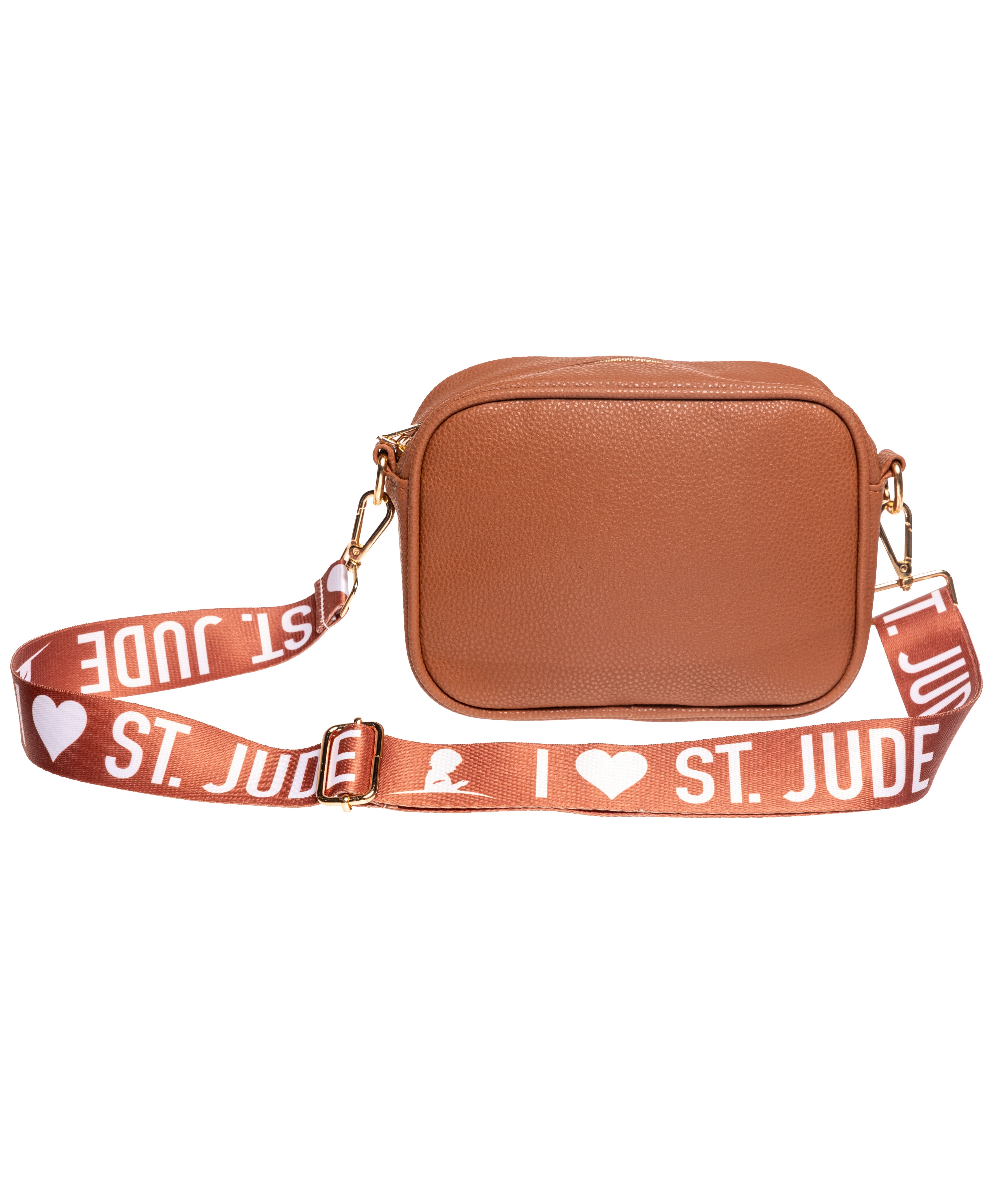 Faux Leather Crossbody with St. Jude Strap - Dark Brown