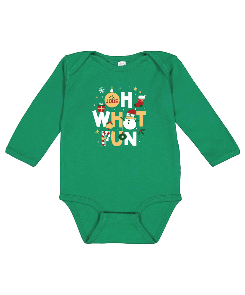 Infant Unisex Onesie Oh What Fun Holiday Pajama