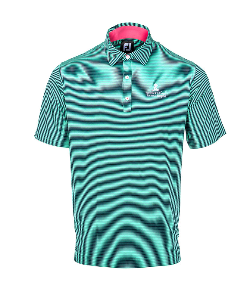 Men's Feeder Stripe Mix Stretch Pique Self Collar Golf Polo Shirt