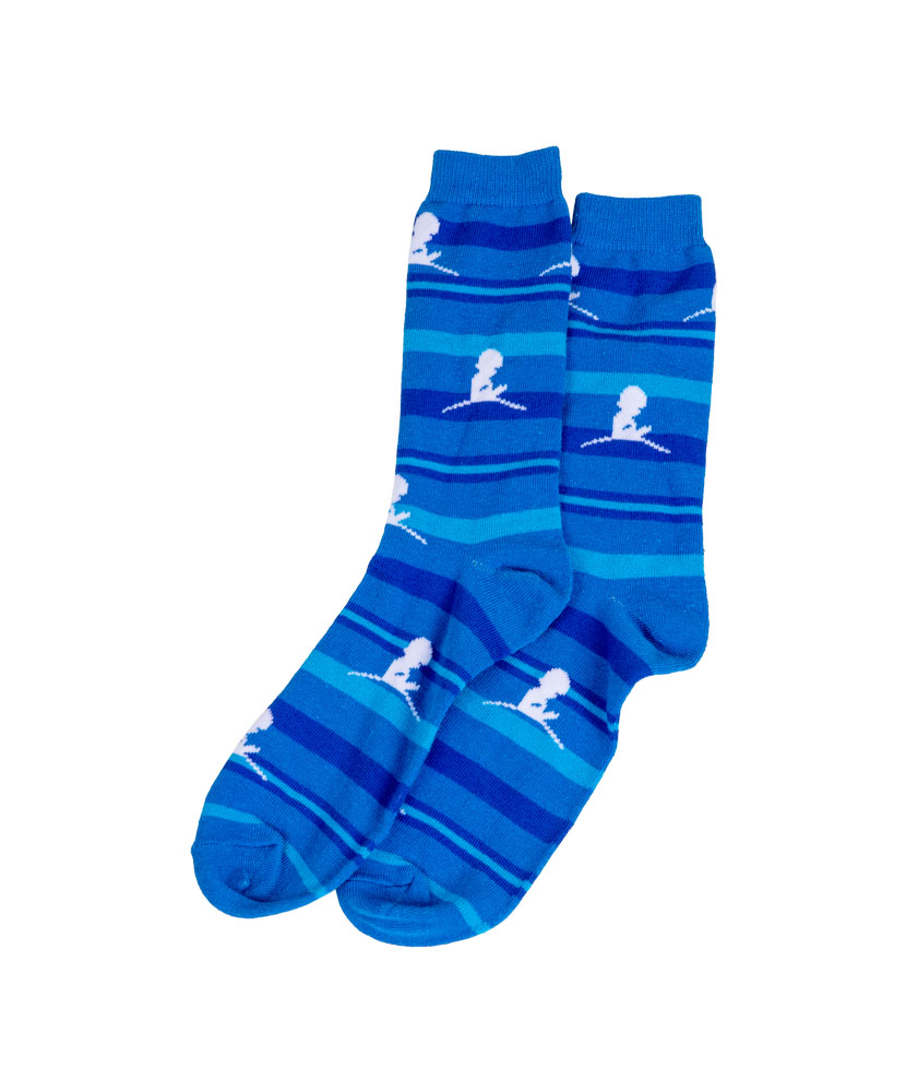 Blue Stripe and Logo Sock