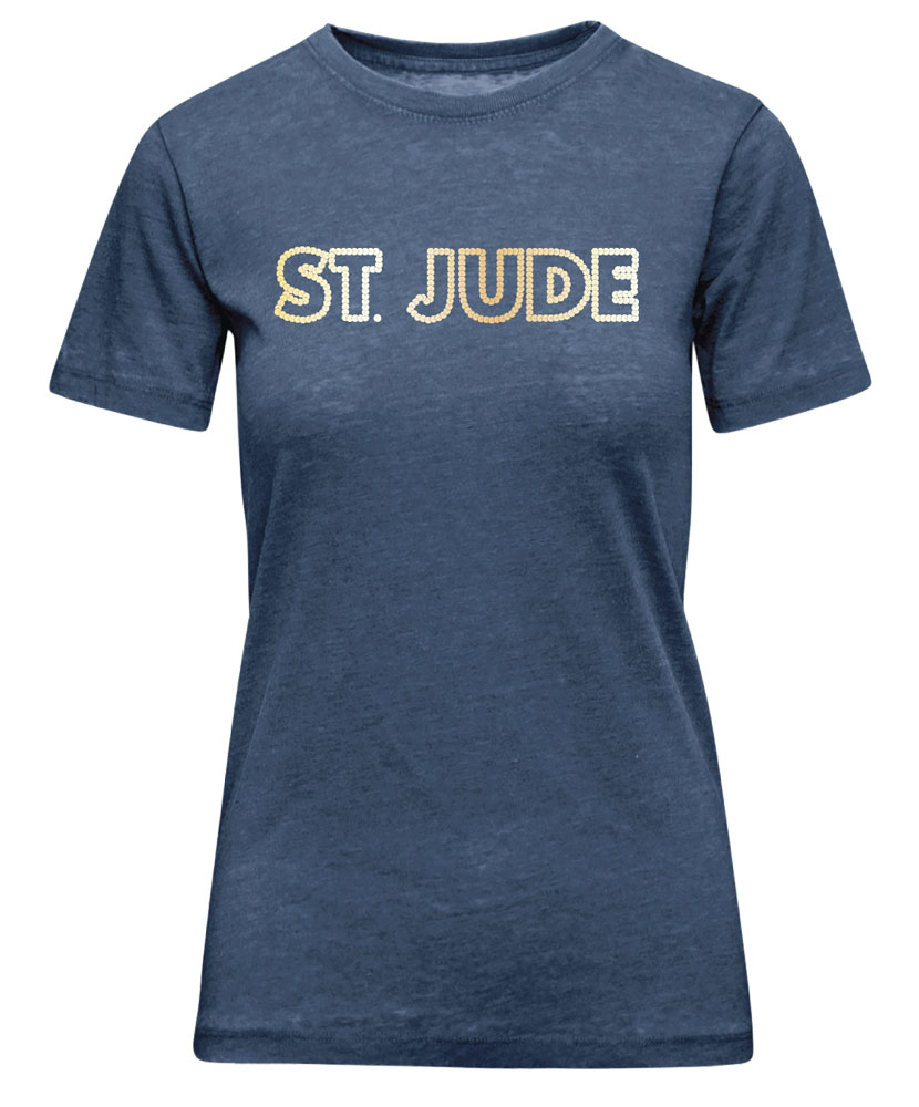 Women's St. Jude Gold Design Navy T-shirt - St. Jude Gift Shop