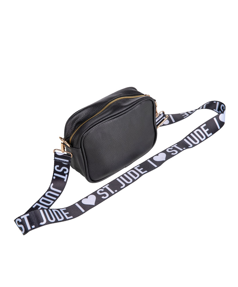 Black Faux Leather Crossbody Phone Strap