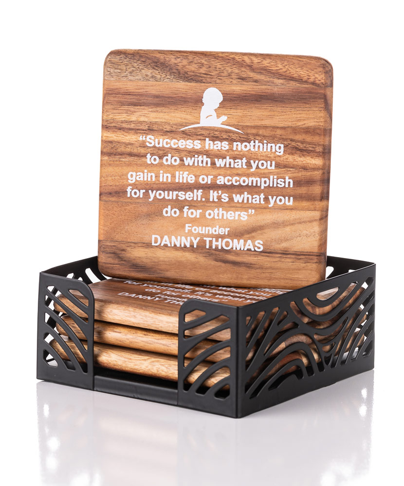 Danny Thomas Quote Wooden Coaster Set