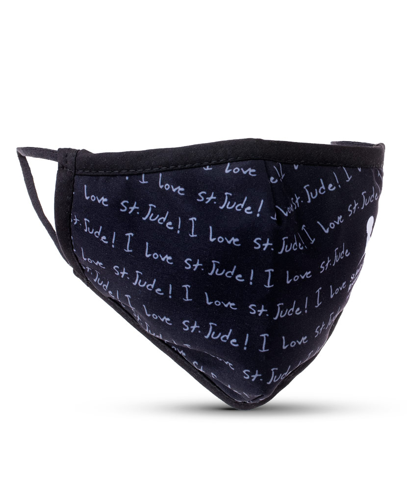 Black & Grey I Love St. Jude Repeat Adult Face Mask with Filter Pocket
