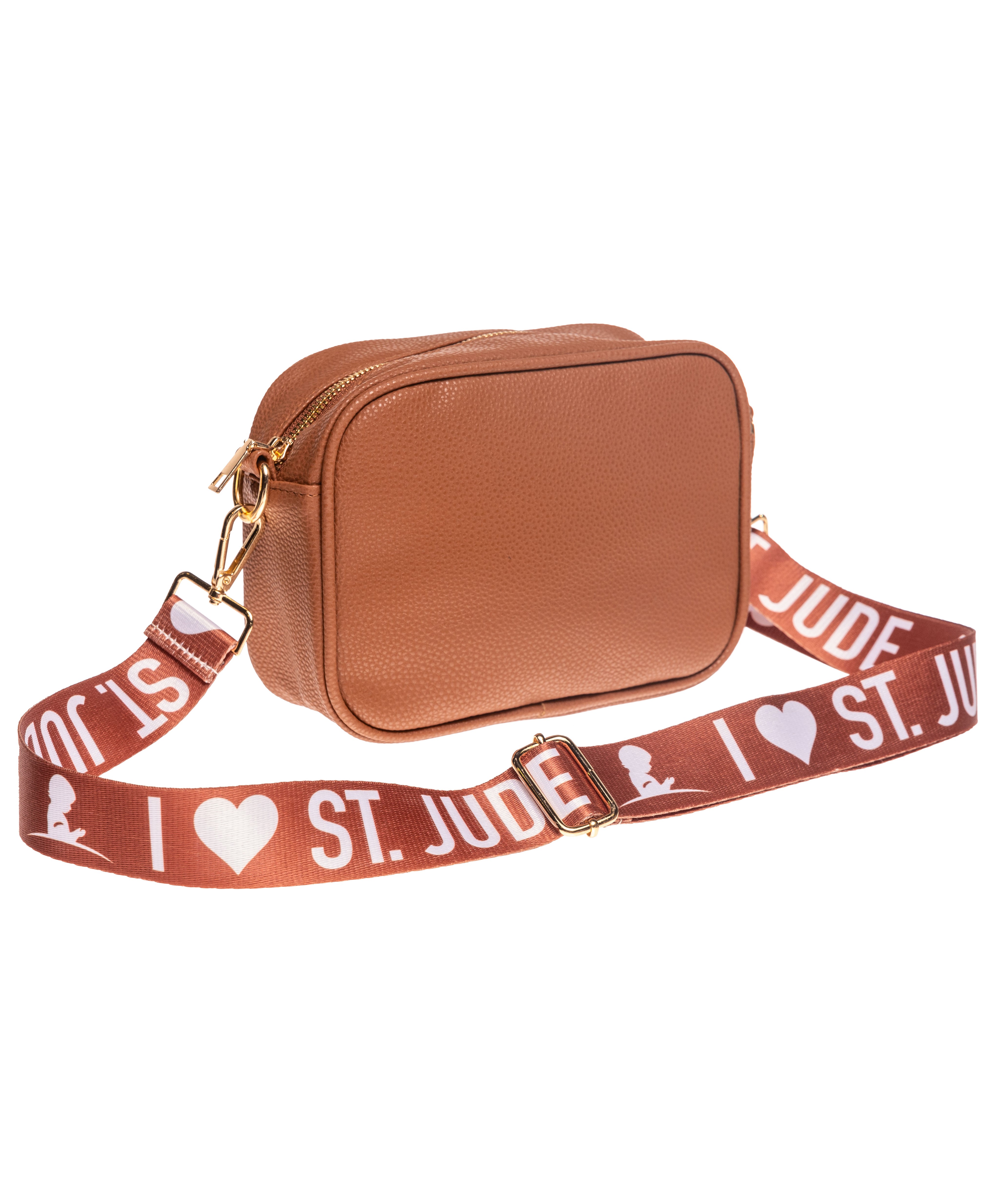Faux Leather Crossbody with St. Jude Strap - Dark Brown