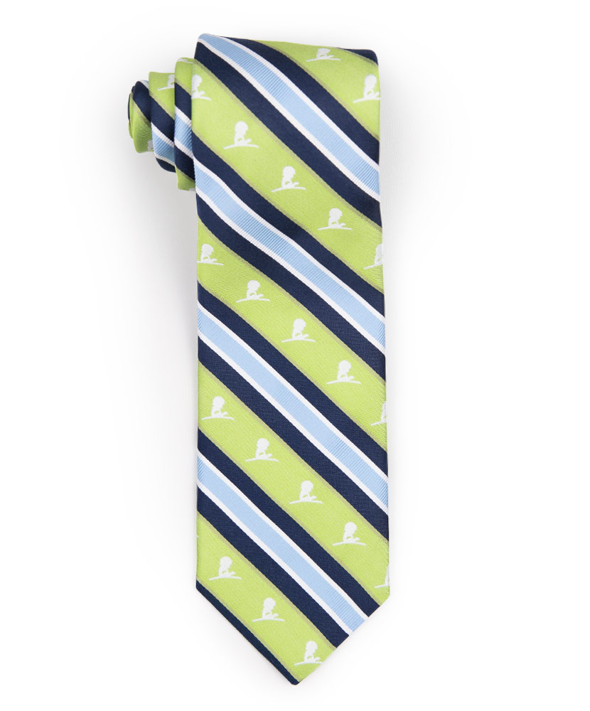 Lime Green and Blue Diagonal Stripe Tie St. Jude Gift Shop