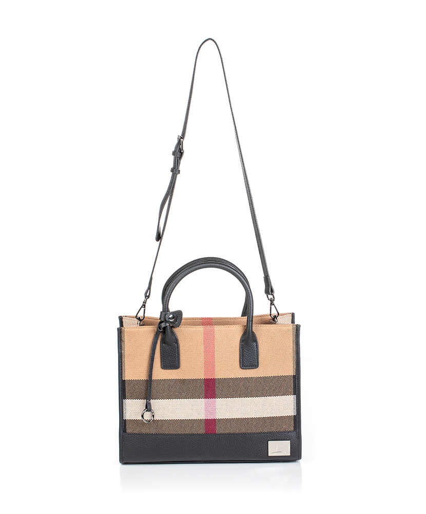 Striped Leather Tote Bag