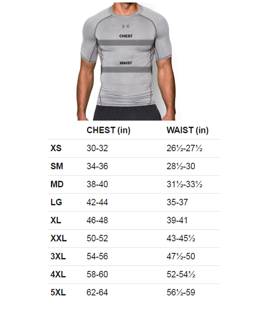Under Armour Mens Size Chart