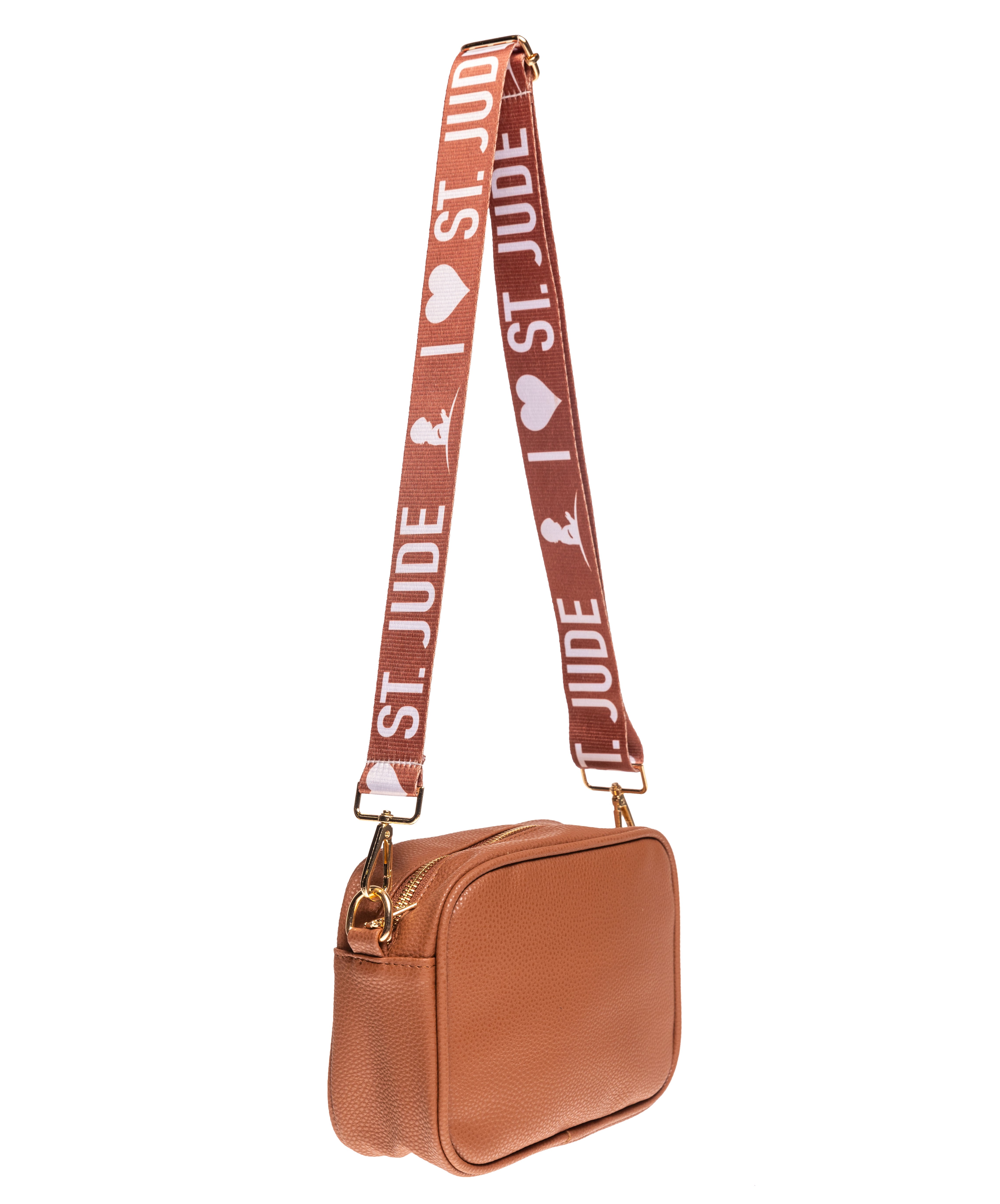 Faux Leather Crossbody with St. Jude Strap - Dark Brown