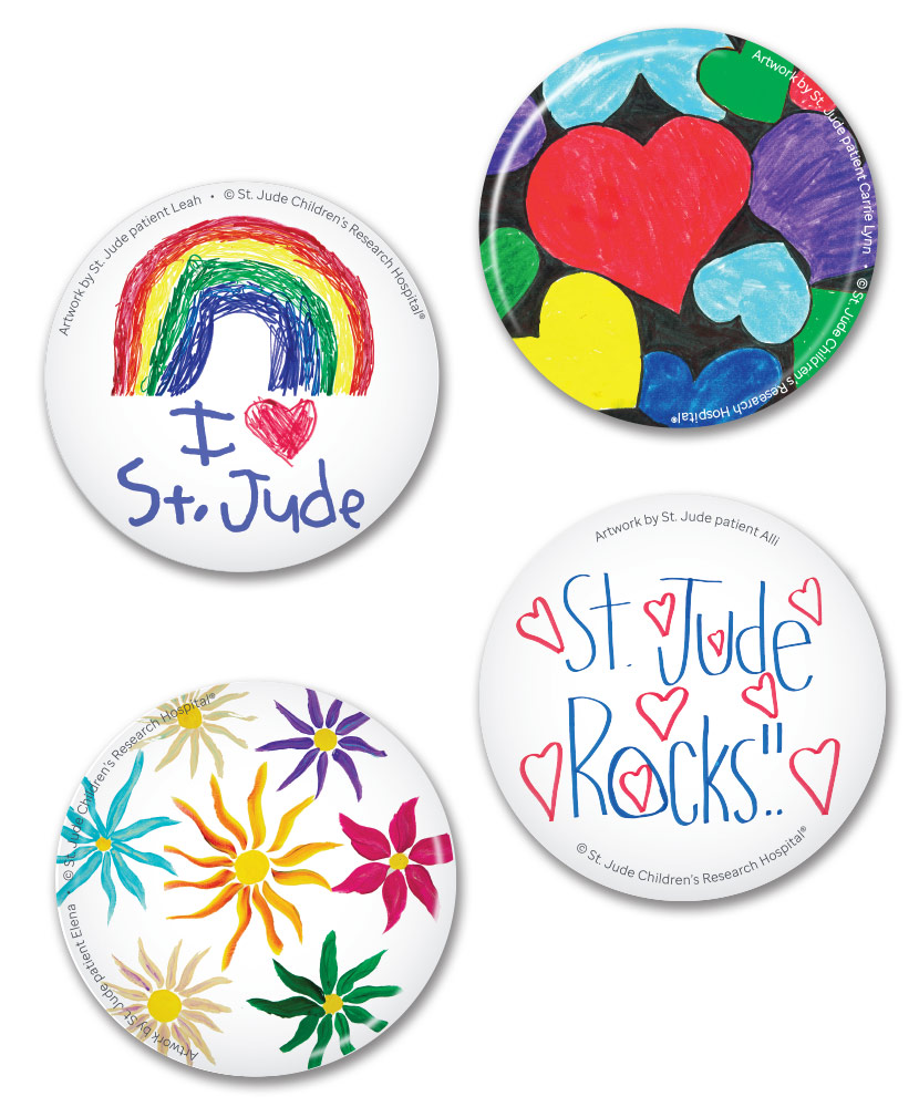 St. Jude Patient Art Buttons- Set of 4 - St. Jude Gift Shop