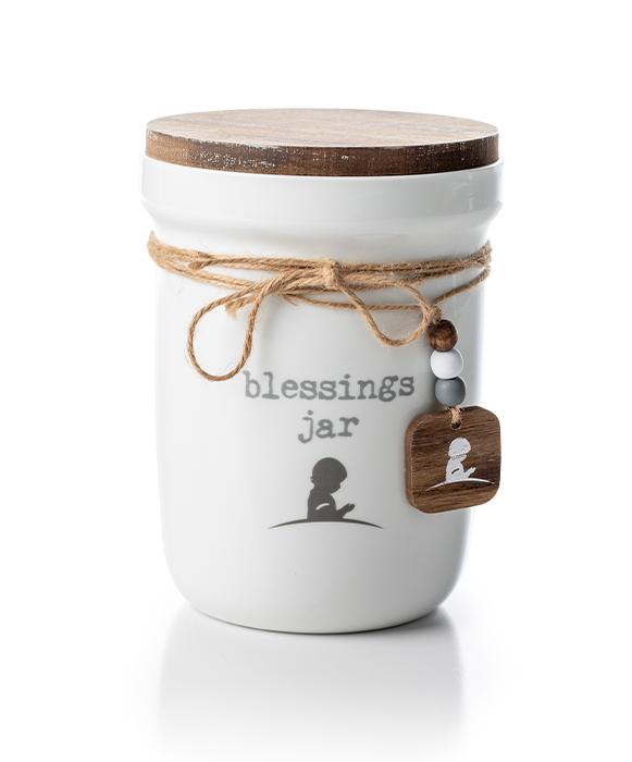 Porcelain Blessings Jar with Wood Lid